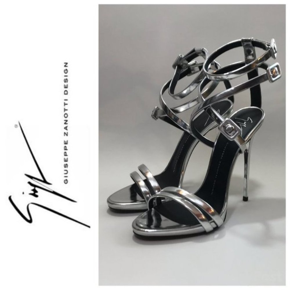 GIUSEPPE ZANOTTI Silver Heeled Sandals - Excellent